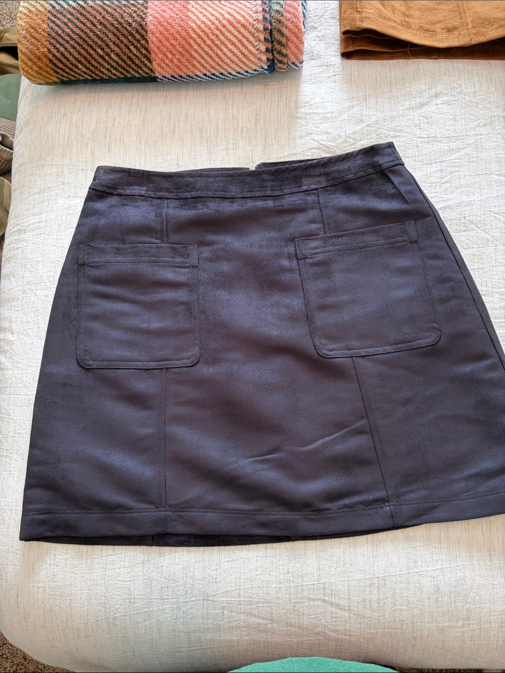 Old Navy Navy A-Line Midi Skirt with Front Patch Pockets